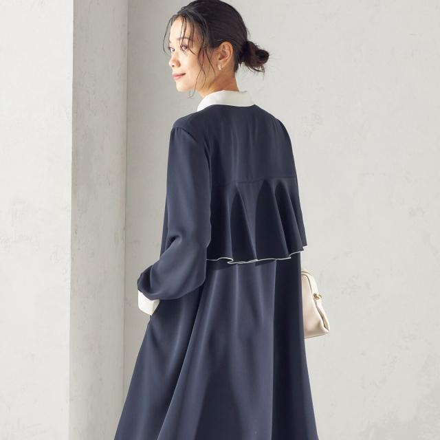 シップス（SHIPS）/〈洗濯機可能〉ライト ダブルクロス バックフリル Aライン ワンピース（セレモニー対応可）_17