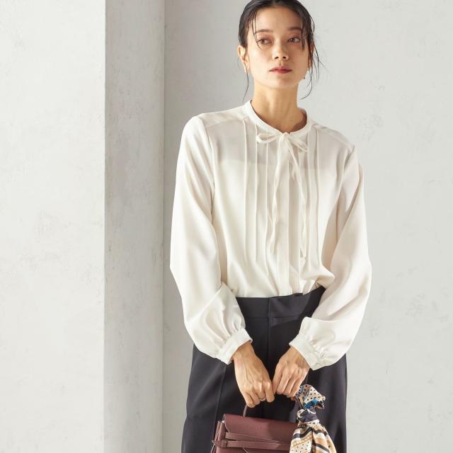 シップス（SHIPS）/《予約》〈洗濯機可能〉無地 / プリント ピンタック ブラウス（セレモニー対応可）