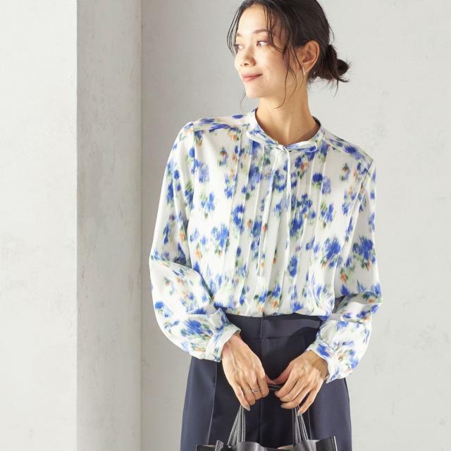 シップス（SHIPS）/《予約》〈洗濯機可能〉無地 / プリント ピンタック ブラウス（セレモニー対応可）