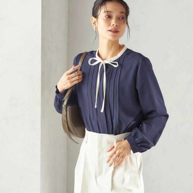 シップス（SHIPS）/《予約》〈洗濯機可能〉無地 / プリント ピンタック ブラウス（セレモニー対応可）