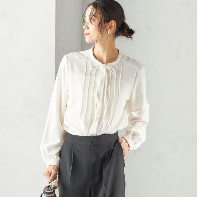 シップス（SHIPS）/《予約》〈洗濯機可能〉無地 / プリント ピンタック ブラウス（セレモニー対応可）