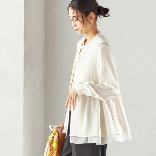 シップス（SHIPS）/《予約》ダブル クロス レイヤード ペプラム ジレ（セレモニー対応可）