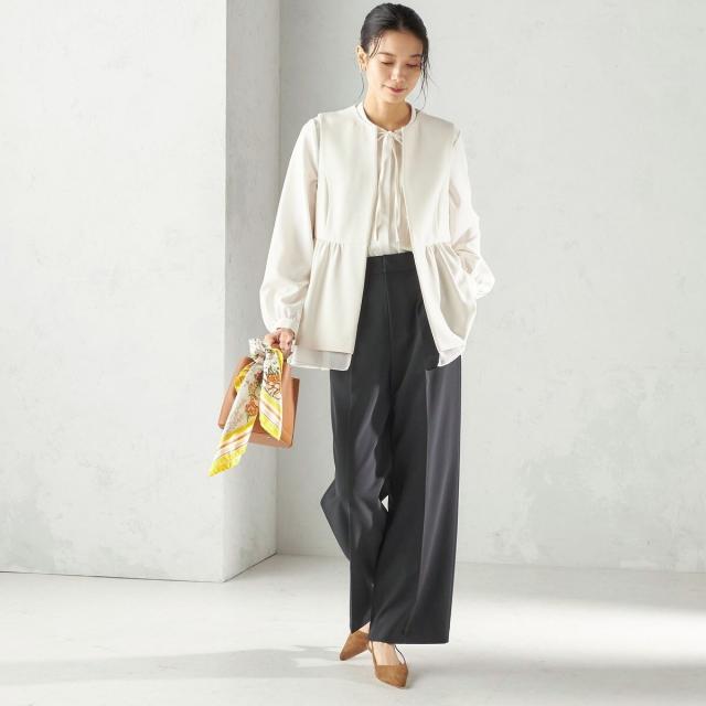 シップス（SHIPS）/《予約》ダブル クロス レイヤード ペプラム ジレ（セレモニー対応可）