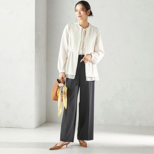 シップス（SHIPS）/《予約》ダブル クロス レイヤード ペプラム ジレ（セレモニー対応可）