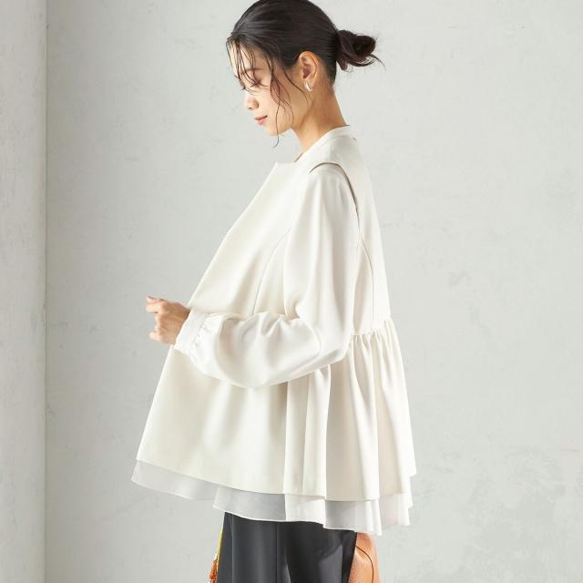 シップス（SHIPS）/《予約》ダブル クロス レイヤード ペプラム ジレ（セレモニー対応可）