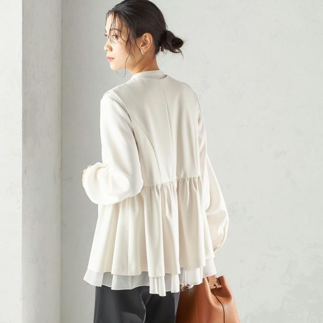 シップス（SHIPS）/《予約》ダブル クロス レイヤード ペプラム ジレ（セレモニー対応可）