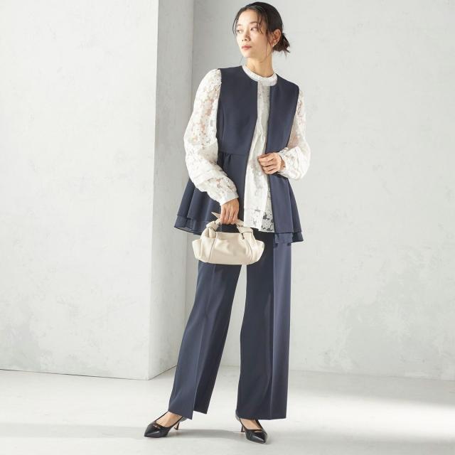 シップス（SHIPS）/《予約》ダブル クロス レイヤード ペプラム ジレ（セレモニー対応可）