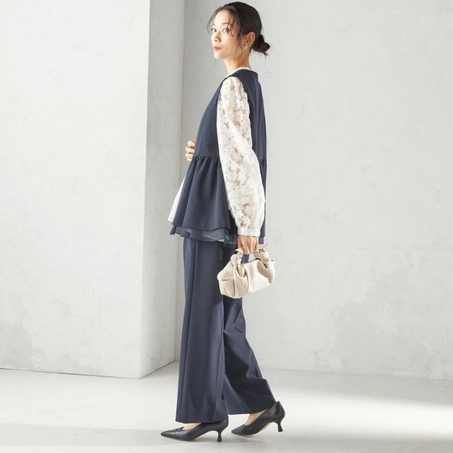 シップス（SHIPS）/《予約》ダブル クロス レイヤード ペプラム ジレ（セレモニー対応可）