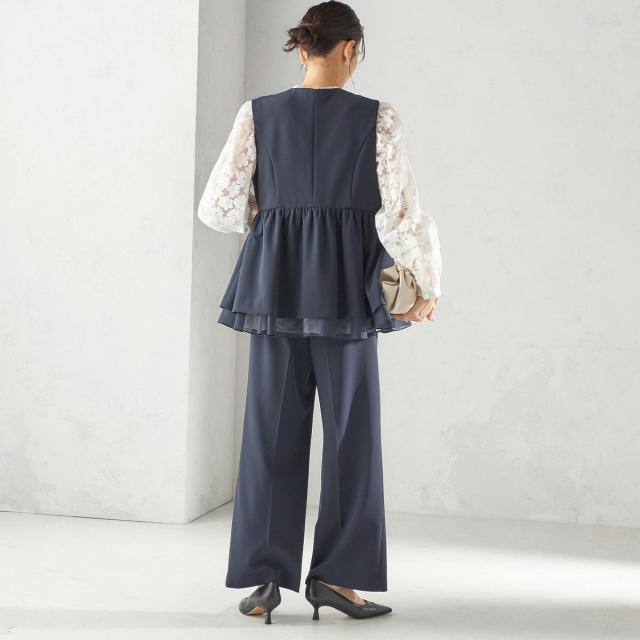 シップス（SHIPS）/《予約》ダブル クロス レイヤード ペプラム ジレ（セレモニー対応可）