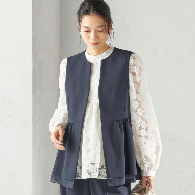 シップス（SHIPS）/《予約》ダブル クロス レイヤード ペプラム ジレ（セレモニー対応可）