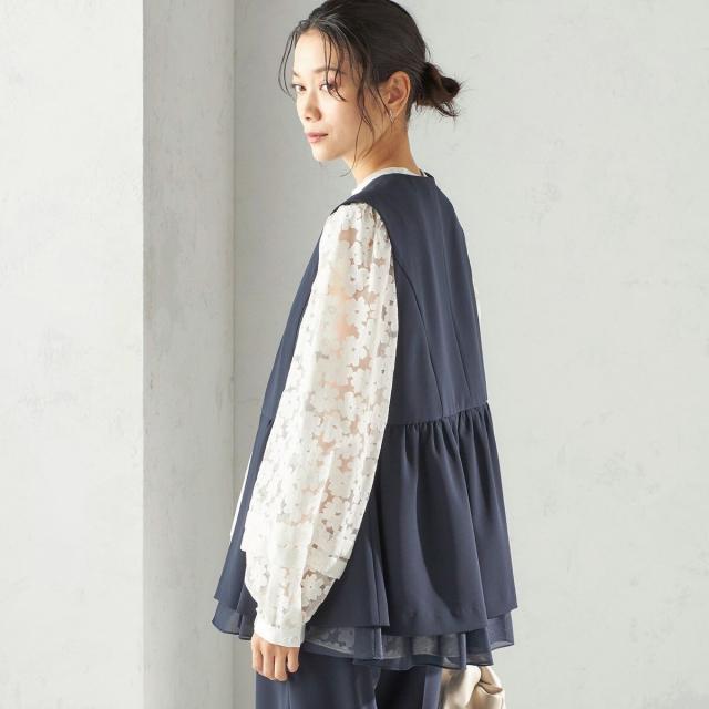 シップス（SHIPS）/《予約》ダブル クロス レイヤード ペプラム ジレ（セレモニー対応可）