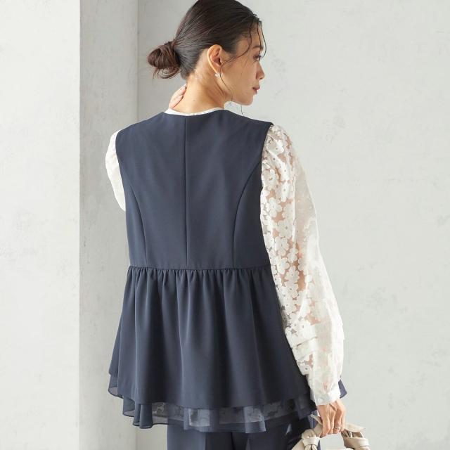 シップス（SHIPS）/《予約》ダブル クロス レイヤード ペプラム ジレ（セレモニー対応可）