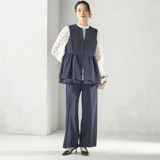 シップス（SHIPS）/《予約》ダブル クロス レイヤード ペプラム ジレ（セレモニー対応可）