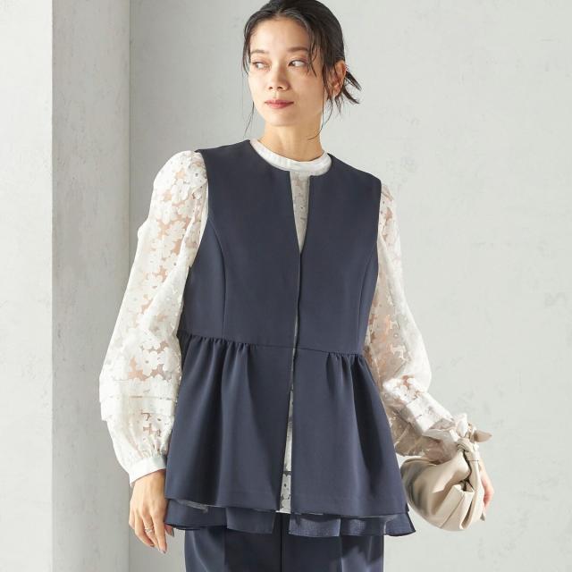 シップス（SHIPS）/《予約》ダブル クロス レイヤード ペプラム ジレ（セレモニー対応可）