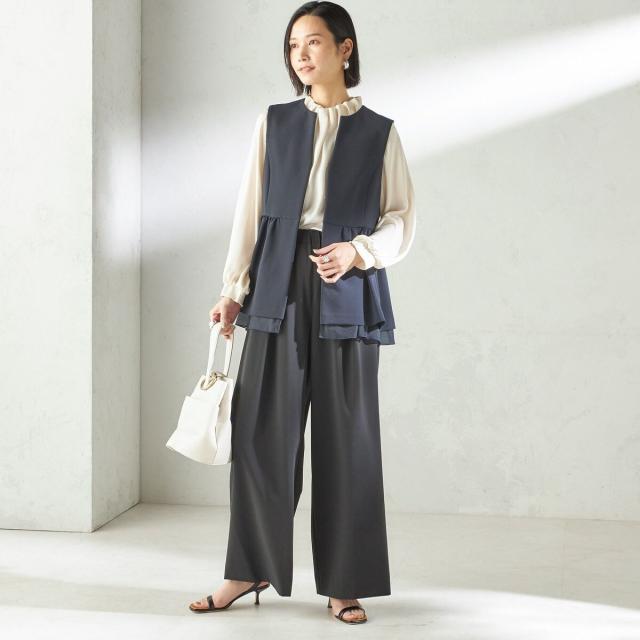 シップス（SHIPS）/《予約》ダブル クロス レイヤード ペプラム ジレ（セレモニー対応可）