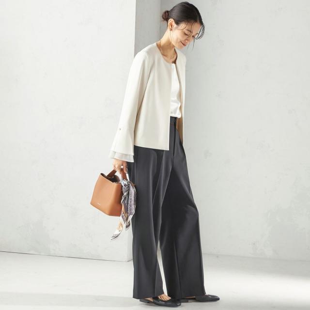 シップス（SHIPS）/《予約》ダブル クロス 重ね袖 ノーカラー ジャケット（セレモニー対応可）