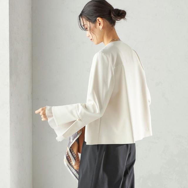 シップス（SHIPS）/《予約》ダブル クロス 重ね袖 ノーカラー ジャケット（セレモニー対応可）