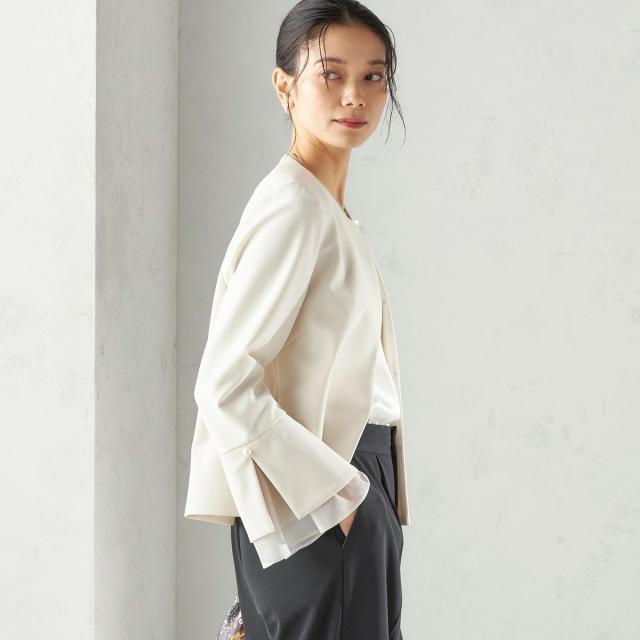 シップス（SHIPS）/《予約》ダブル クロス 重ね袖 ノーカラー ジャケット（セレモニー対応可）