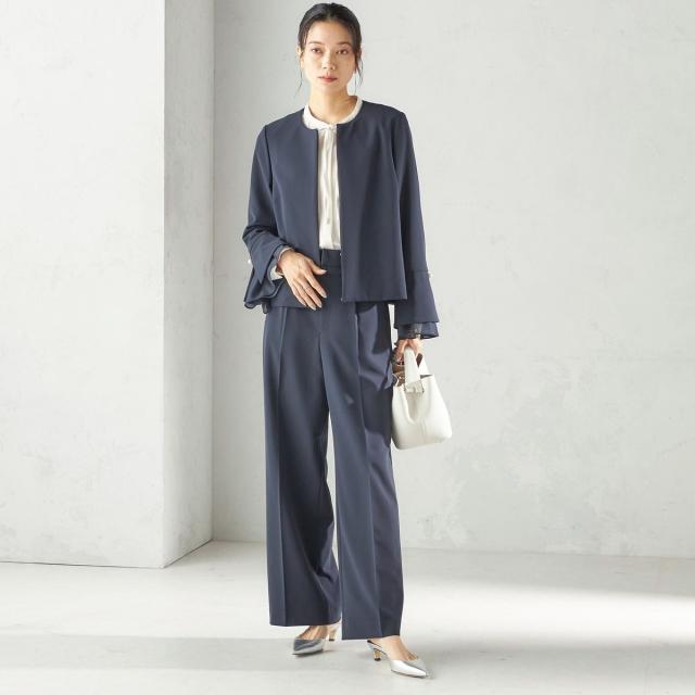 シップス（SHIPS）/《予約》ダブル クロス 重ね袖 ノーカラー ジャケット（セレモニー対応可）