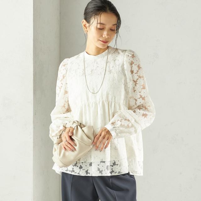 シップス（SHIPS）/《予約》〈手洗い可能〉IPEKER オパール 加工 ブラウス（セレモニー対応可）