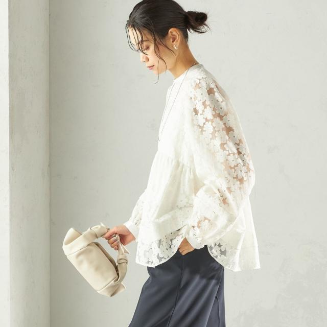 シップス（SHIPS）/《予約》〈手洗い可能〉IPEKER オパール 加工 ブラウス（セレモニー対応可）