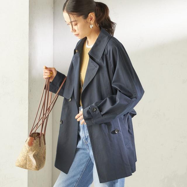 シップス（SHIPS）/《予約》〈撥水加工〉バック ギャザー ドロスト ミディ丈 トレンチ