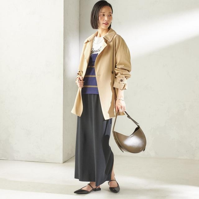 シップス（SHIPS）/《予約》〈撥水加工〉バック ギャザー ドロスト ミディ丈 トレンチ