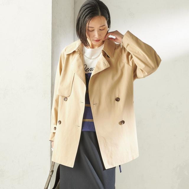 シップス（SHIPS）/《予約》〈撥水加工〉バック ギャザー ドロスト ミディ丈 トレンチ