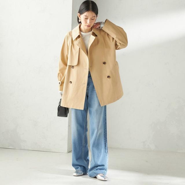 シップス（SHIPS）/《予約》〈撥水加工〉バック ギャザー ドロスト ミディ丈 トレンチ