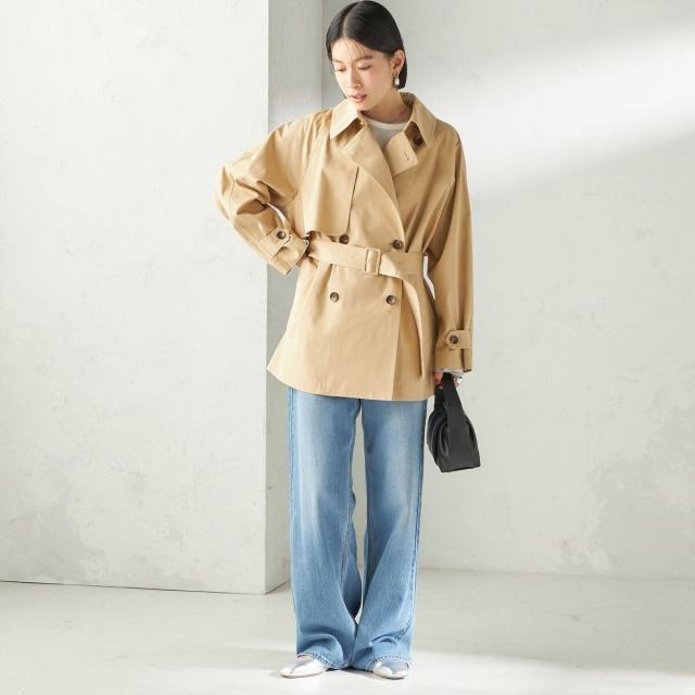 シップス（SHIPS）/《予約》〈撥水加工〉バック ギャザー ドロスト ミディ丈 トレンチ