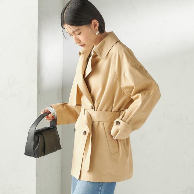 シップス（SHIPS）/《予約》〈撥水加工〉バック ギャザー ドロスト ミディ丈 トレンチ