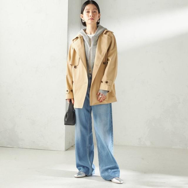 シップス（SHIPS）/《予約》〈撥水加工〉バック ギャザー ドロスト ミディ丈 トレンチ