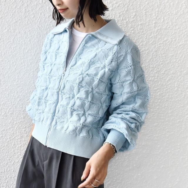 シップス（SHIPS）/《予約》【WEB限定】〈手洗い可能〉フラワー ジャカード ジップ カーディガン