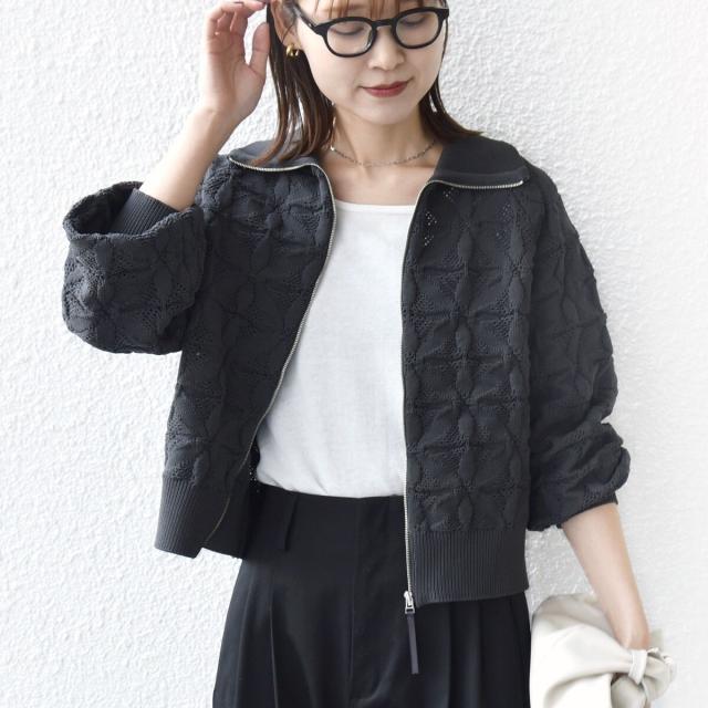 シップス（SHIPS）/《予約》【WEB限定】〈手洗い可能〉フラワー ジャカード ジップ カーディガン