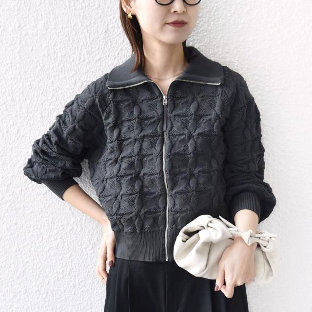 シップス（SHIPS）/《予約》【WEB限定】〈手洗い可能〉フラワー ジャカード ジップ カーディガン