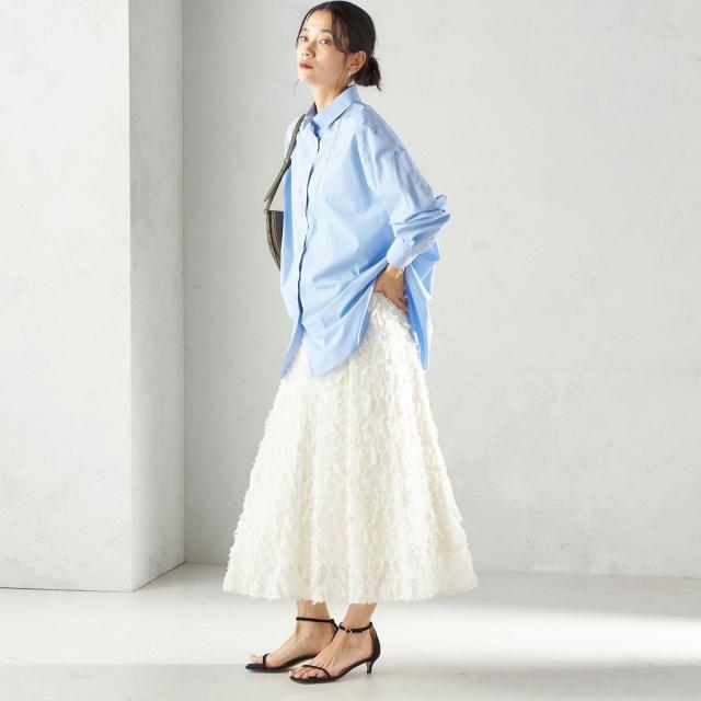 シップス（SHIPS）/《予約》〈手洗い可能〉シアー カット ジャカード フレア スカート（セレモニー対応可）