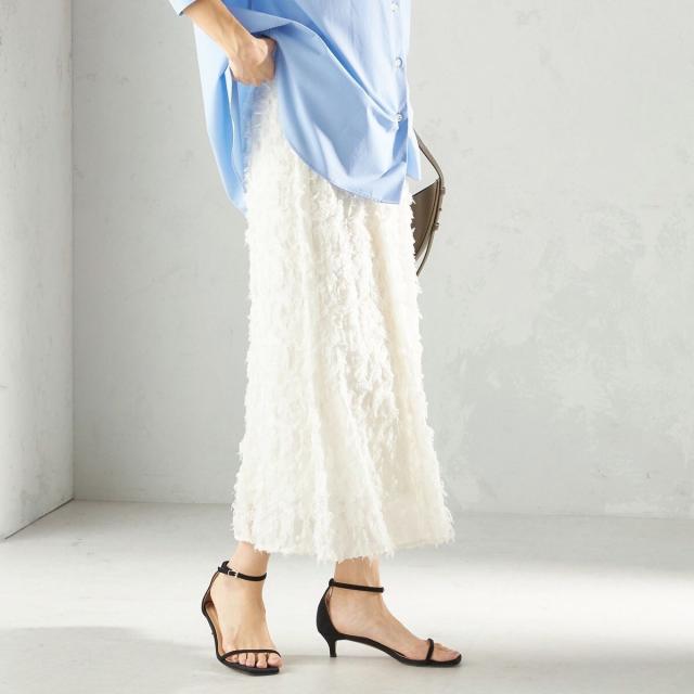 シップス（SHIPS）/《予約》〈手洗い可能〉シアー カット ジャカード フレア スカート（セレモニー対応可）