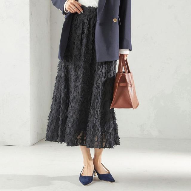 シップス（SHIPS）/《予約》〈手洗い可能〉シアー カット ジャカード フレア スカート（セレモニー対応可）