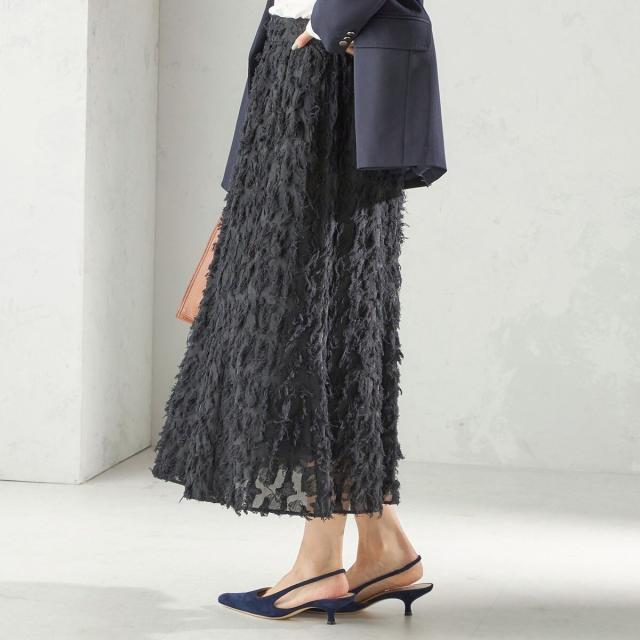 シップス（SHIPS）/《予約》〈手洗い可能〉シアー カット ジャカード フレア スカート（セレモニー対応可）