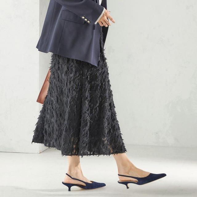 シップス（SHIPS）/《予約》〈手洗い可能〉シアー カット ジャカード フレア スカート（セレモニー対応可）