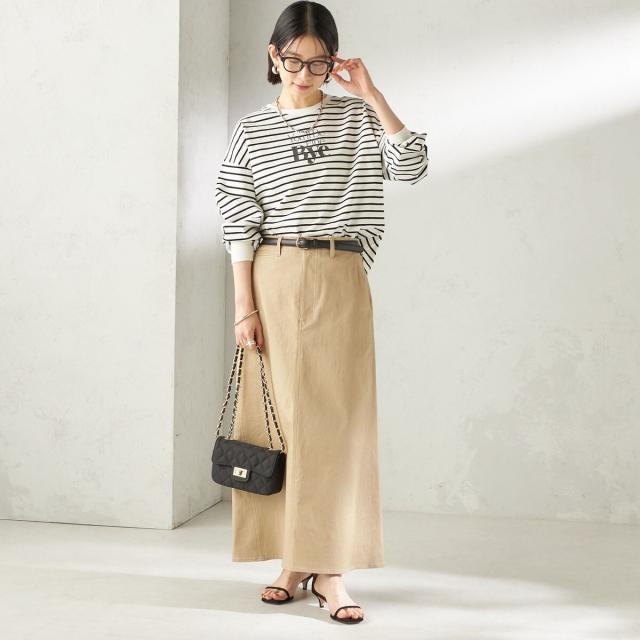 シップス（SHIPS）/《予約》〈洗濯機可能〉ストレッチ チノ 硫化染め ステッチ スカート