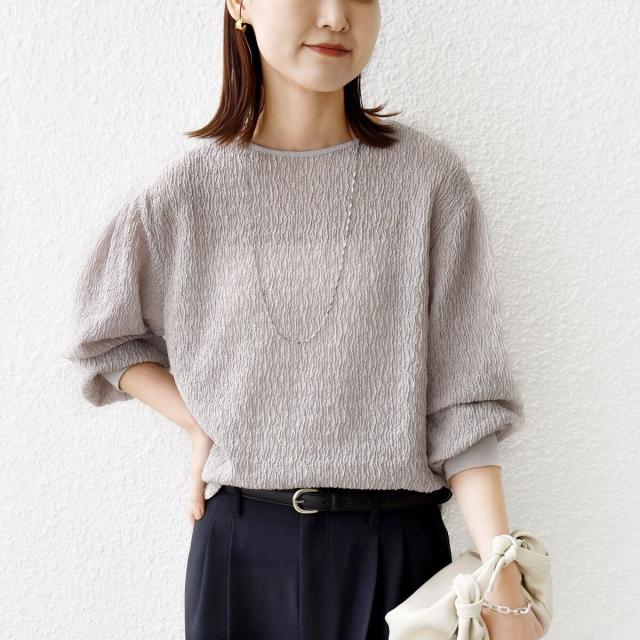 シップス（SHIPS）/《予約》〈手洗い可能〉ランダム ブルーゼ 袖 タック プルオーバー