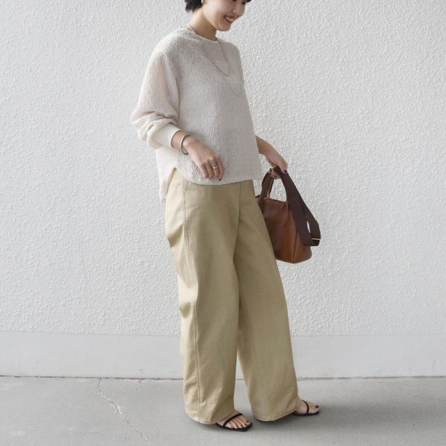 シップス（SHIPS）/《予約》〈手洗い可能〉ランダム ブルーゼ 袖 タック プルオーバー