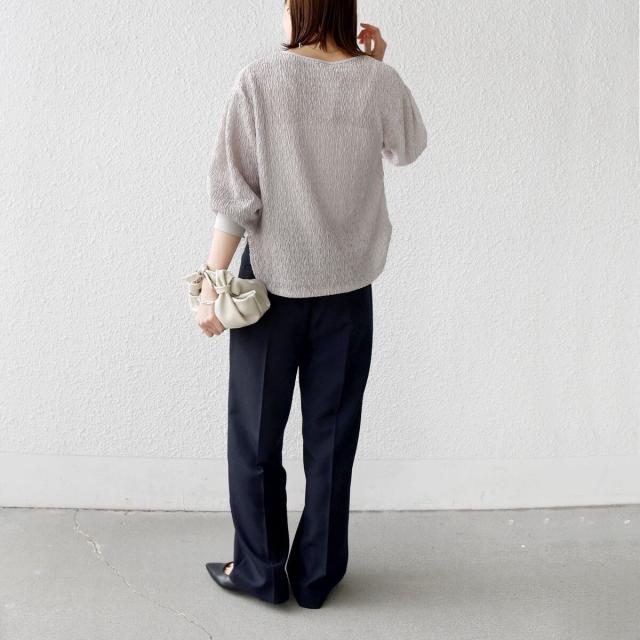 シップス（SHIPS）/《予約》〈手洗い可能〉ランダム ブルーゼ 袖 タック プルオーバー