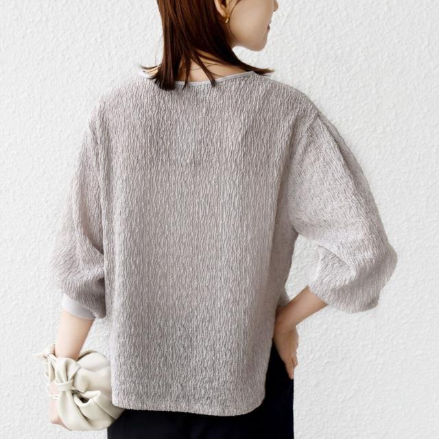 シップス（SHIPS）/《予約》〈手洗い可能〉ランダム ブルーゼ 袖 タック プルオーバー