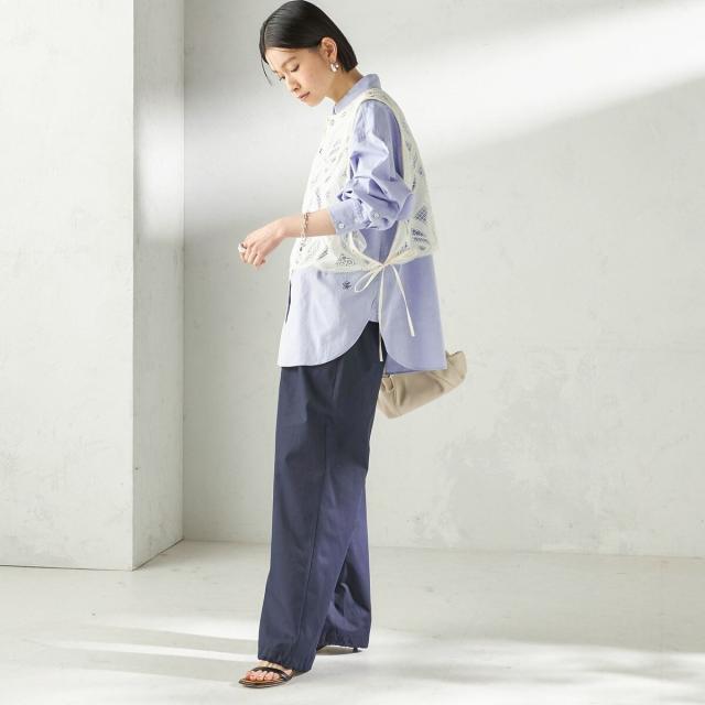 シップス（SHIPS）/《予約》〈手洗い可能〉刺繍 スカラップ レース ノースリーブ プルオーバー