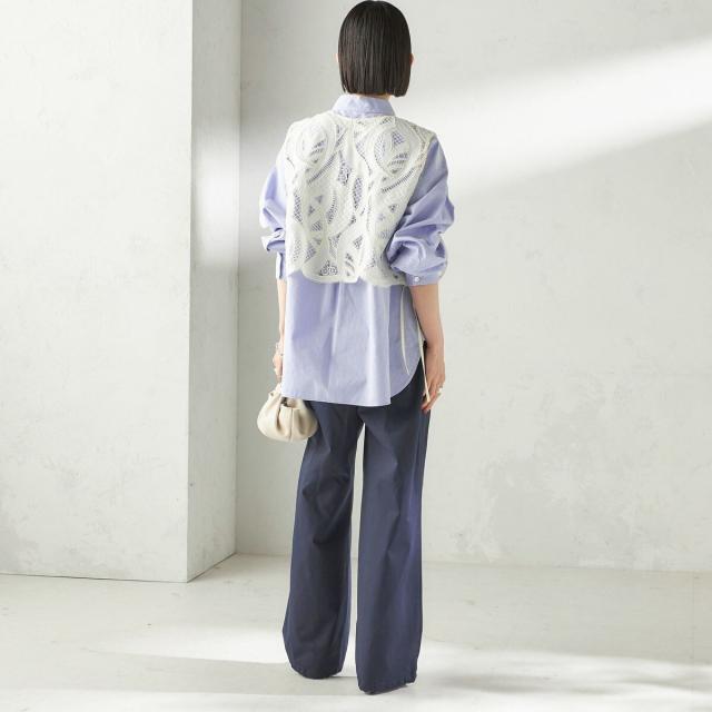 シップス（SHIPS）/《予約》〈手洗い可能〉刺繍 スカラップ レース ノースリーブ プルオーバー