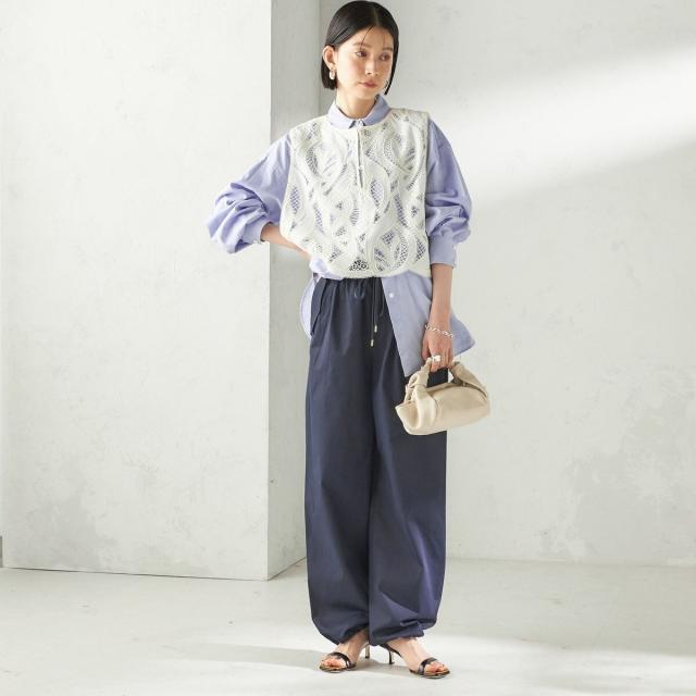 シップス（SHIPS）/《予約》〈手洗い可能〉刺繍 スカラップ レース ノースリーブ プルオーバー