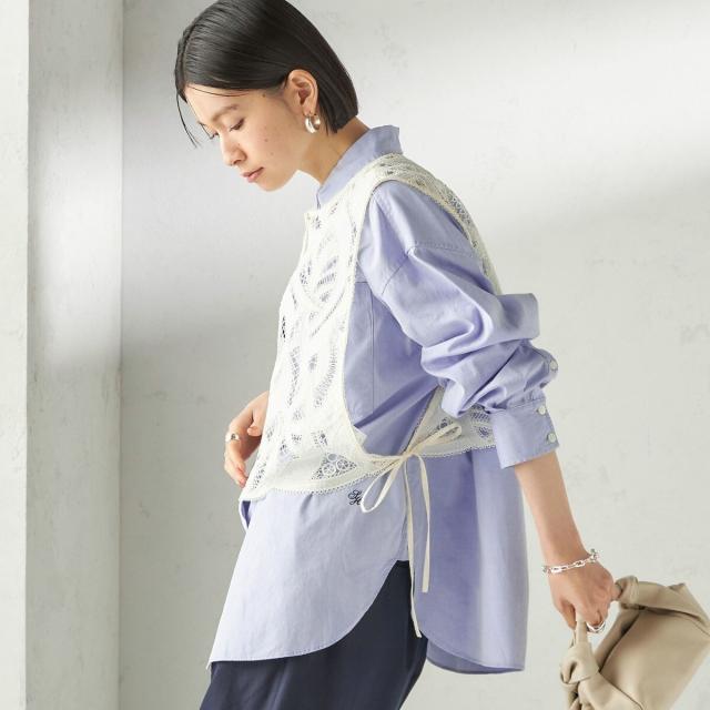 シップス（SHIPS）/《予約》〈手洗い可能〉刺繍 スカラップ レース ノースリーブ プルオーバー