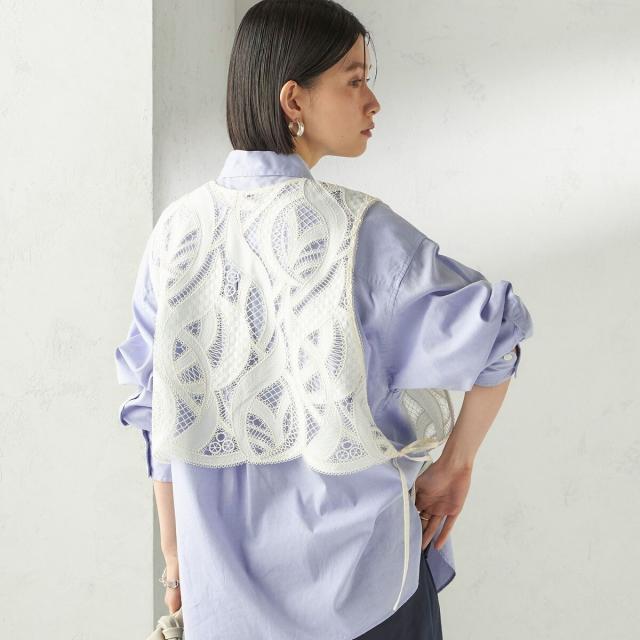 シップス（SHIPS）/《予約》〈手洗い可能〉刺繍 スカラップ レース ノースリーブ プルオーバー